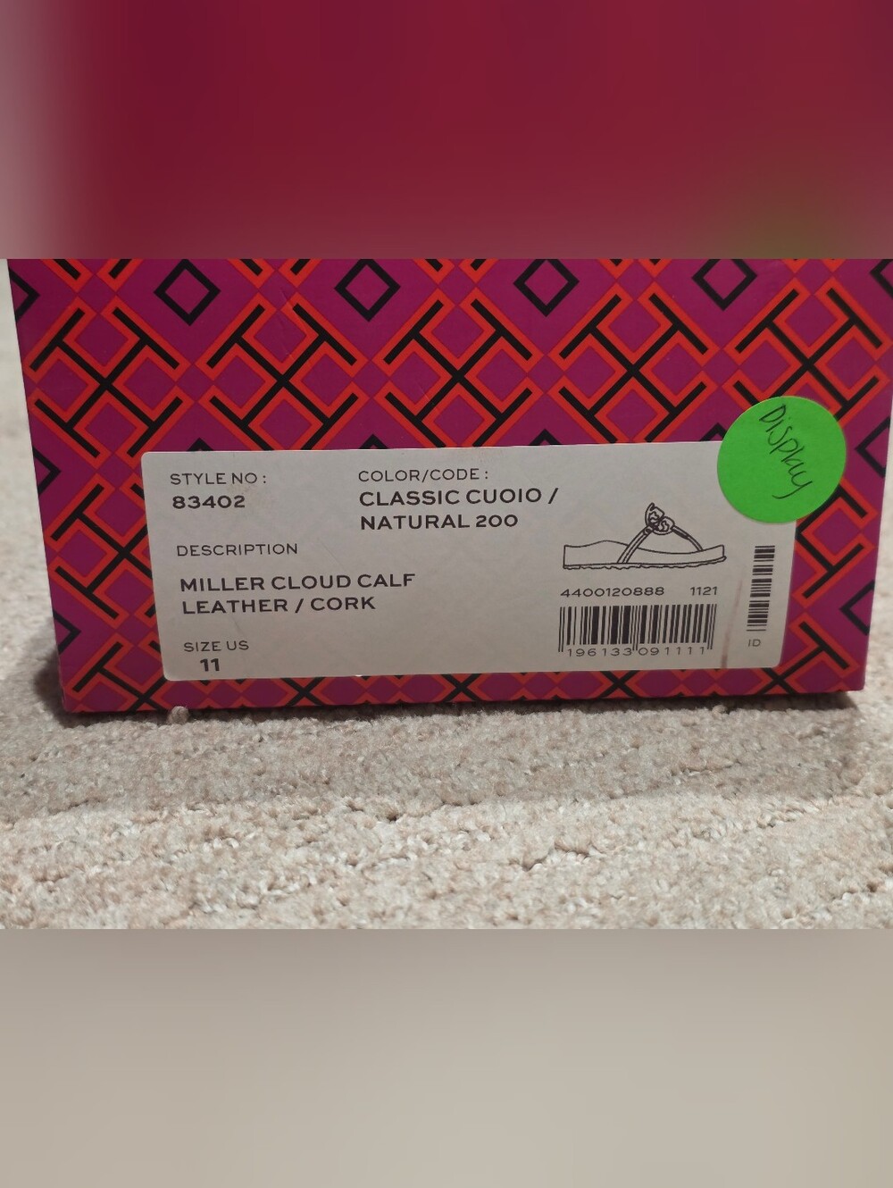 Tory Burch Miller Cloud Calf Leather Cork Sandal in Natural (Cuoio) Size 11 Used